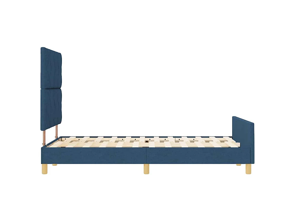 Bettgestell mit Kopfteil Blau 120 x 190 cm Stoff
