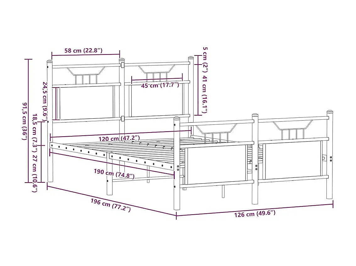 Bedframe zonder matras hout sonoma eikenkleurig 120x190 cm
