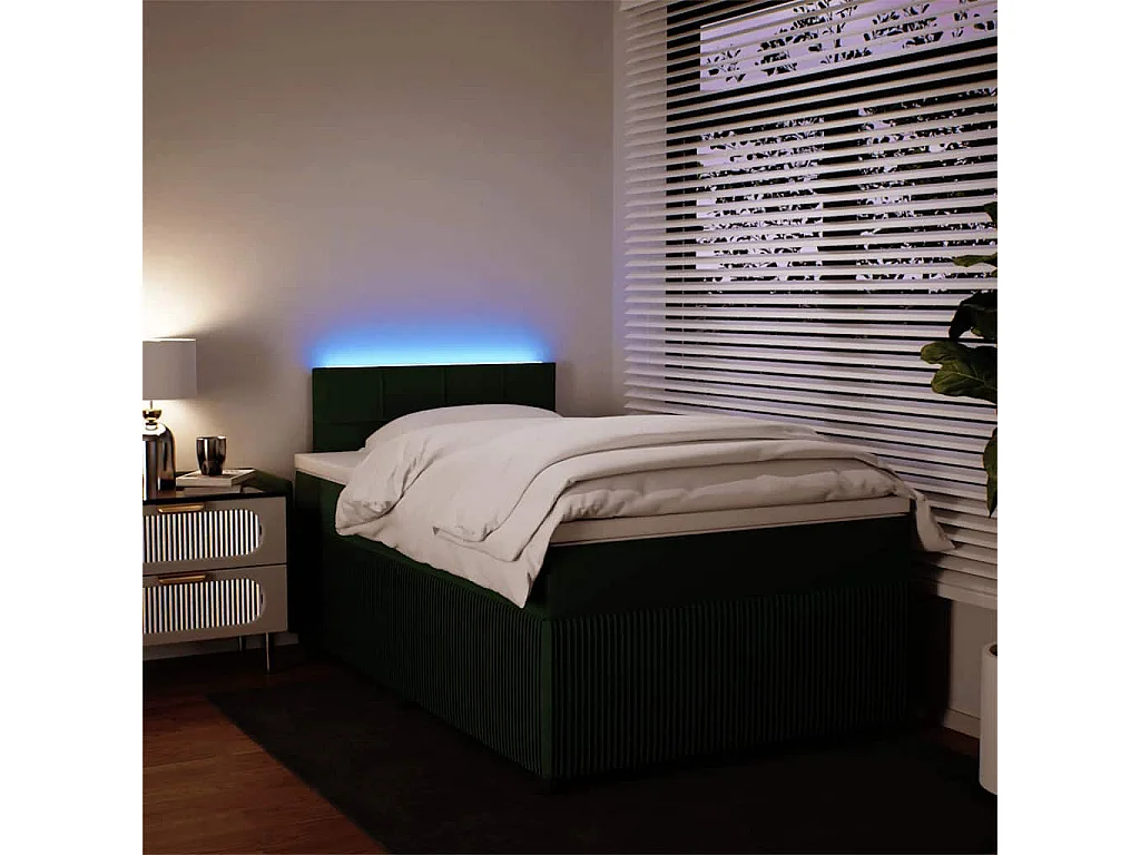 Sommier à lattes de lit et matelas Vert foncé 120x200cm Velours