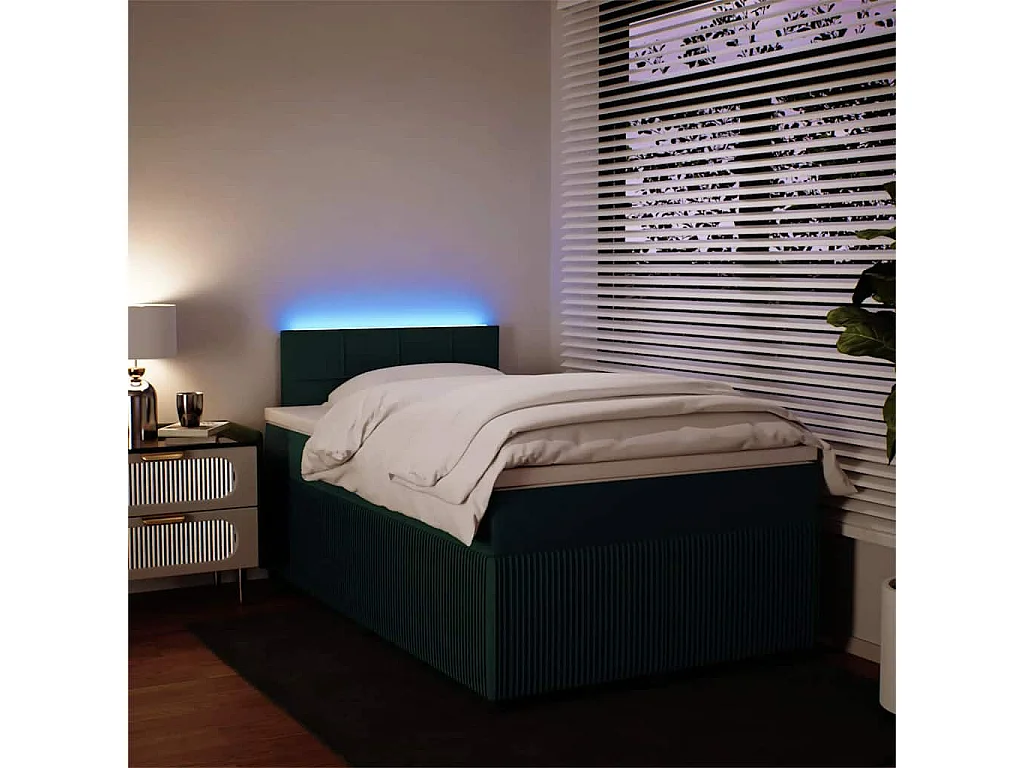 Sommier à lattes de lit et matelas Vert foncé 120x200cm Velours