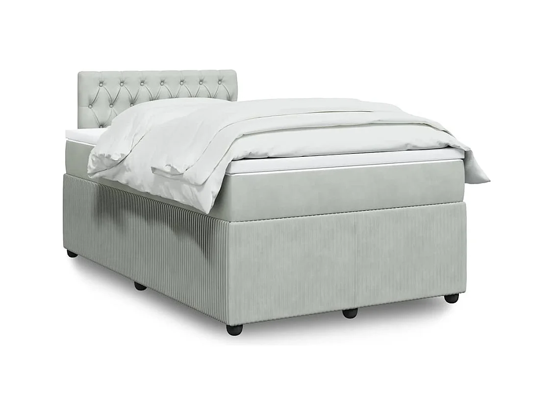 Cama boxspring com colchão 120x190 cm veludo cinzento-claro