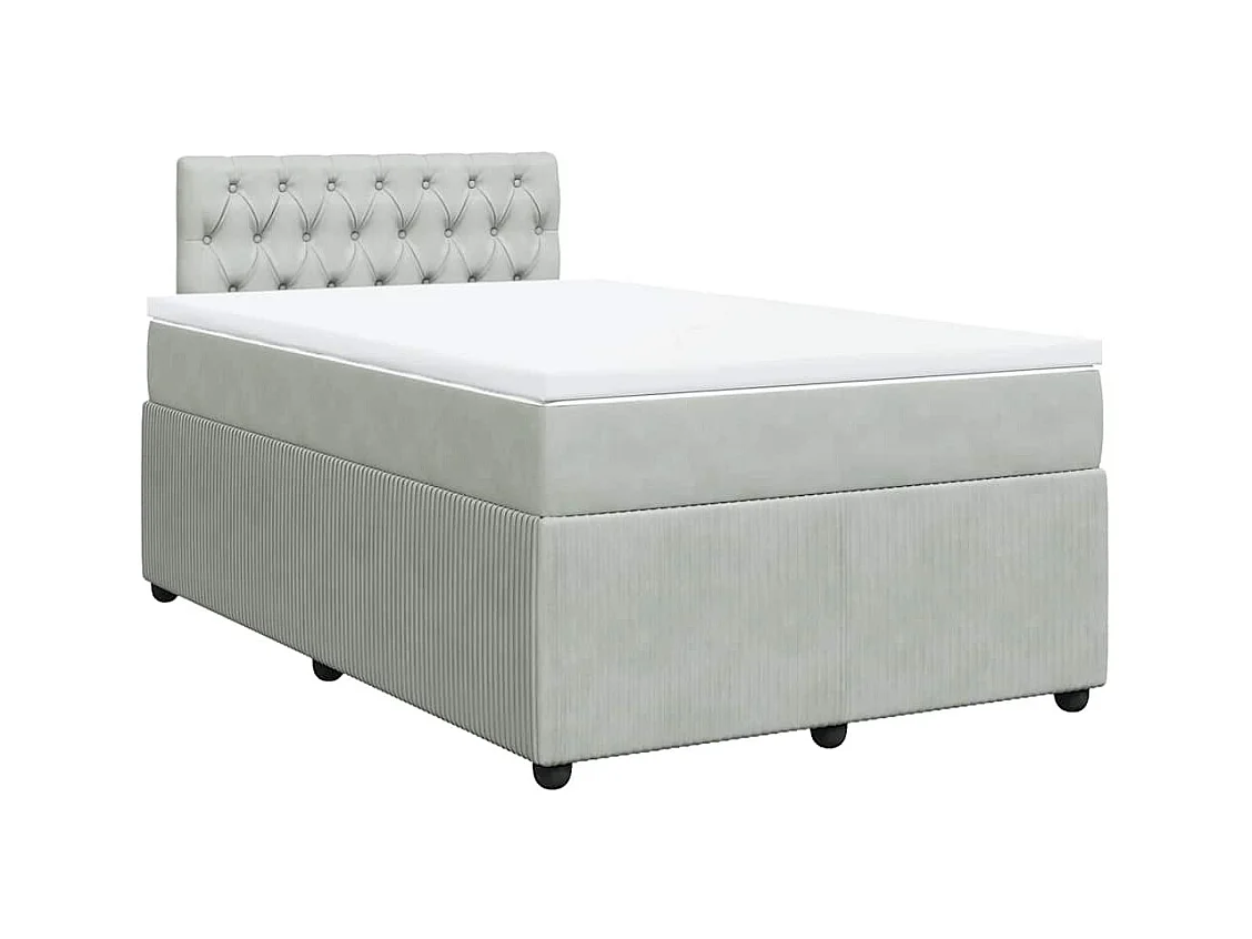 Cama boxspring com colchão 120x190 cm veludo cinzento-claro