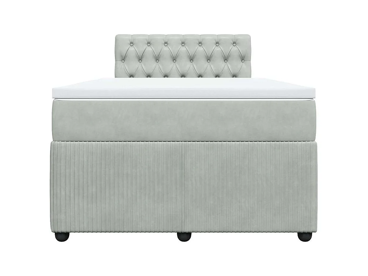 Cama boxspring com colchão 120x190 cm veludo cinzento-claro