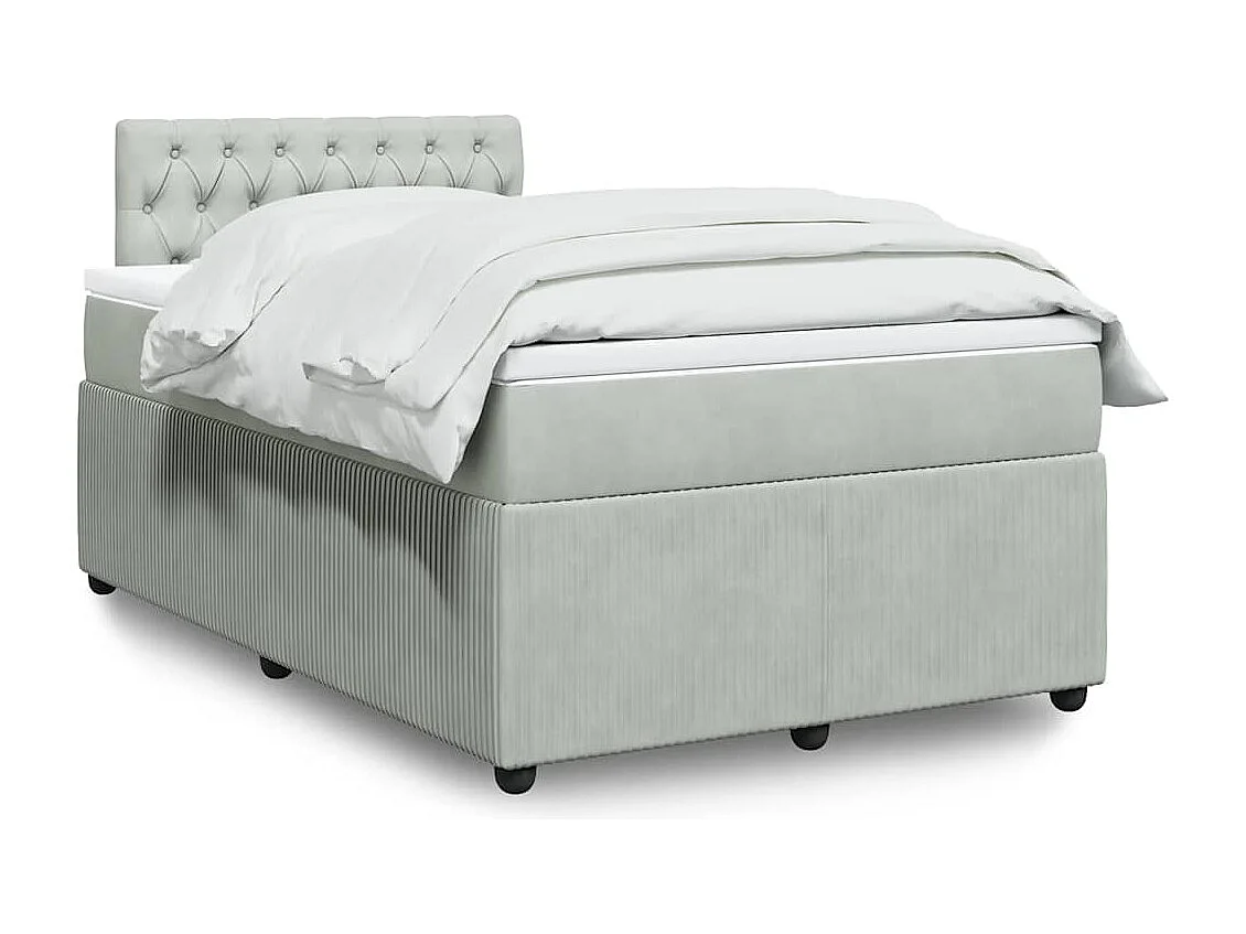 Boxspringbett mit Matratze Hellgrau 120x190 cm Samt
