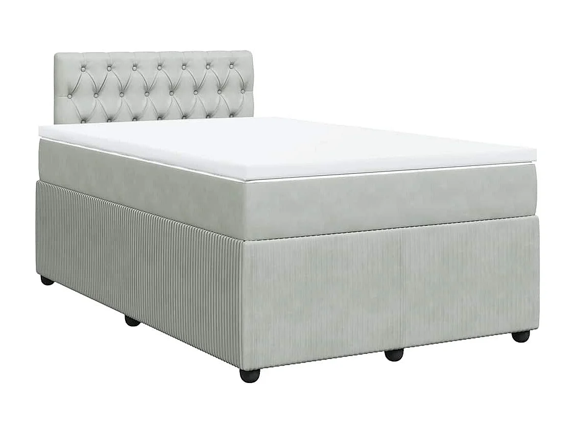 Cama boxspring com colchão 120x190 cm veludo cinzento-claro