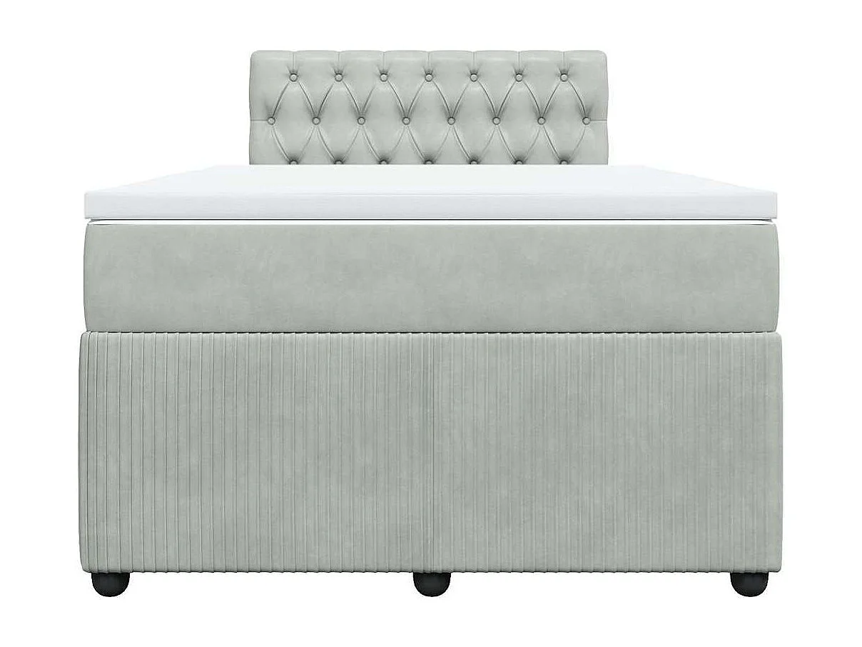 Cama boxspring com colchão 120x190 cm veludo cinzento-claro