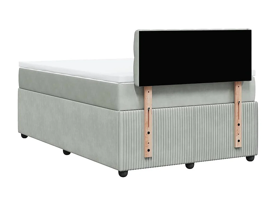 Cama boxspring com colchão 120x190 cm veludo cinzento-claro