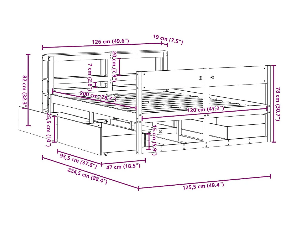 Massivholzbett ohne Matratze Wachsbraun 120x200 cm Kiefernholz