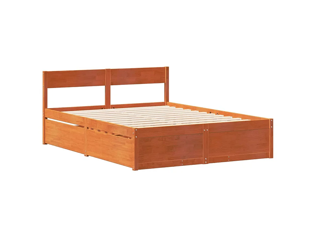 Cama sem colchão 120x200 cm madeira pinho maciça castanho-mel