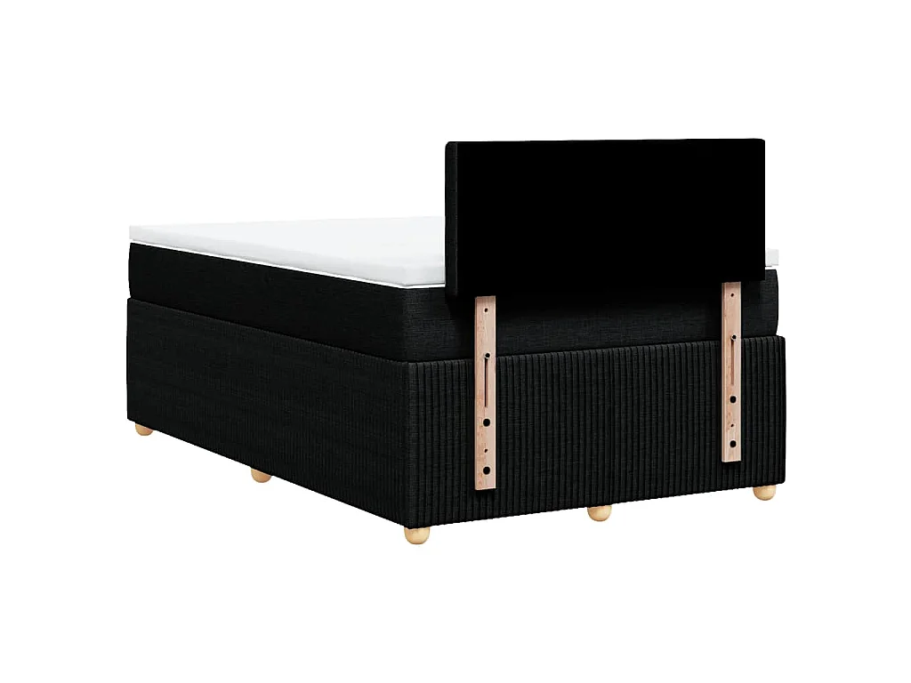 Cama box spring con colchón tela negro 120x190 cm