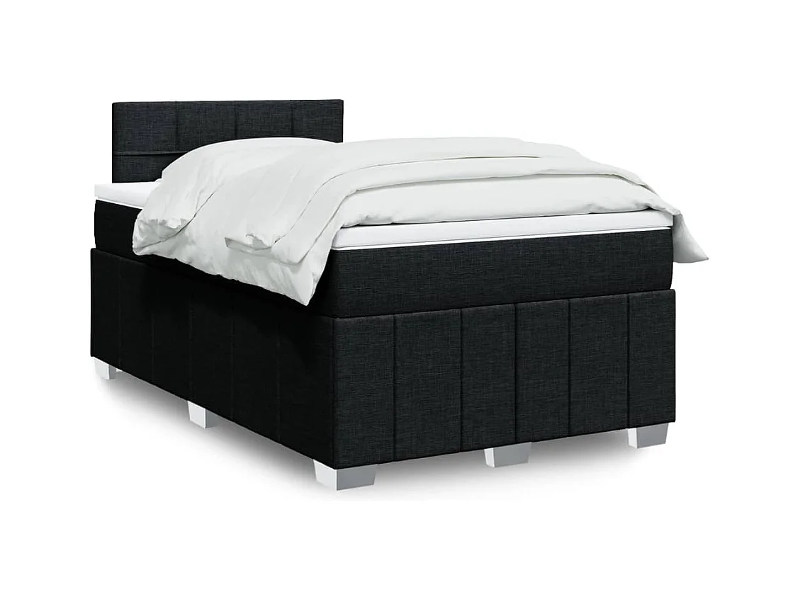 Cama box spring con colchón tela negro 120x200 cm