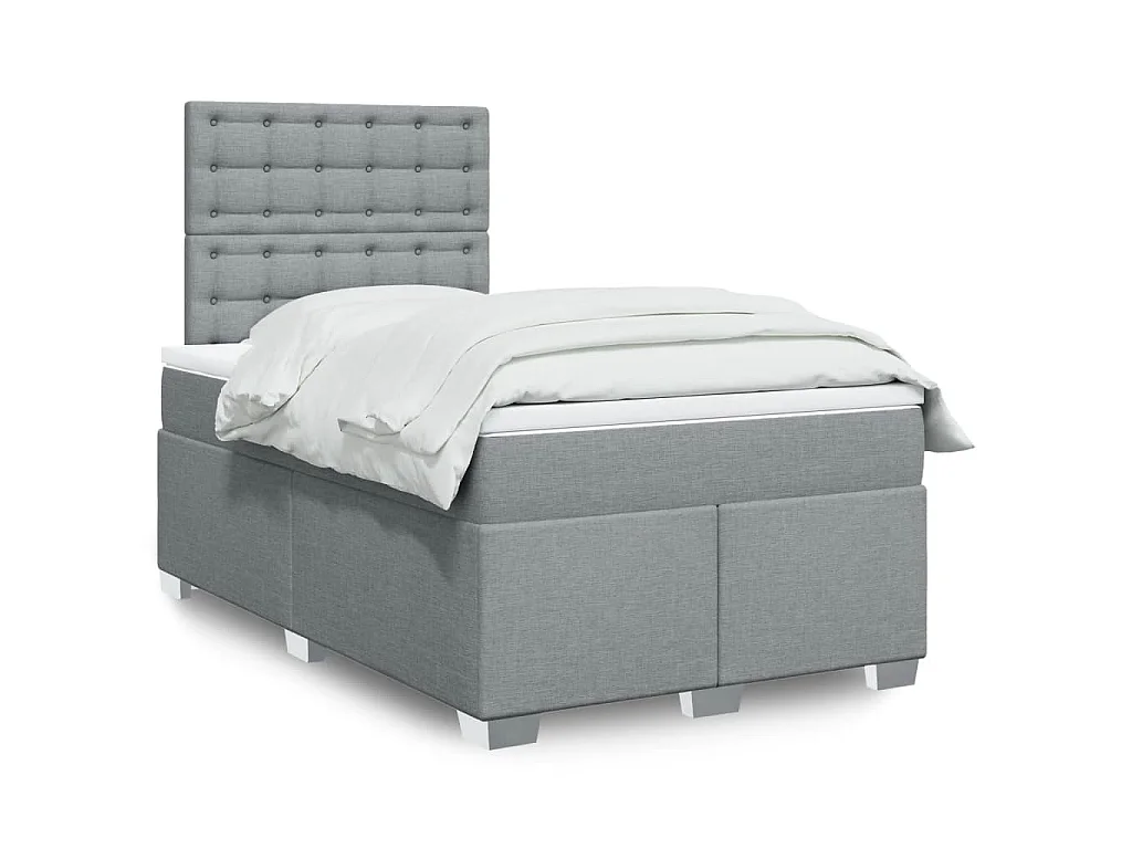 Boxspring met matras stof lichtgrijs 120x190 cm