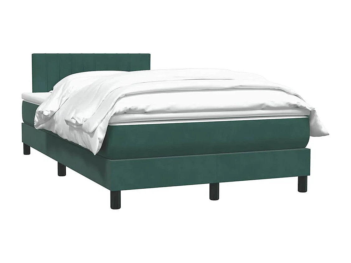 Cama com molas/colchão 120x220 cm veludo verde-escuro
