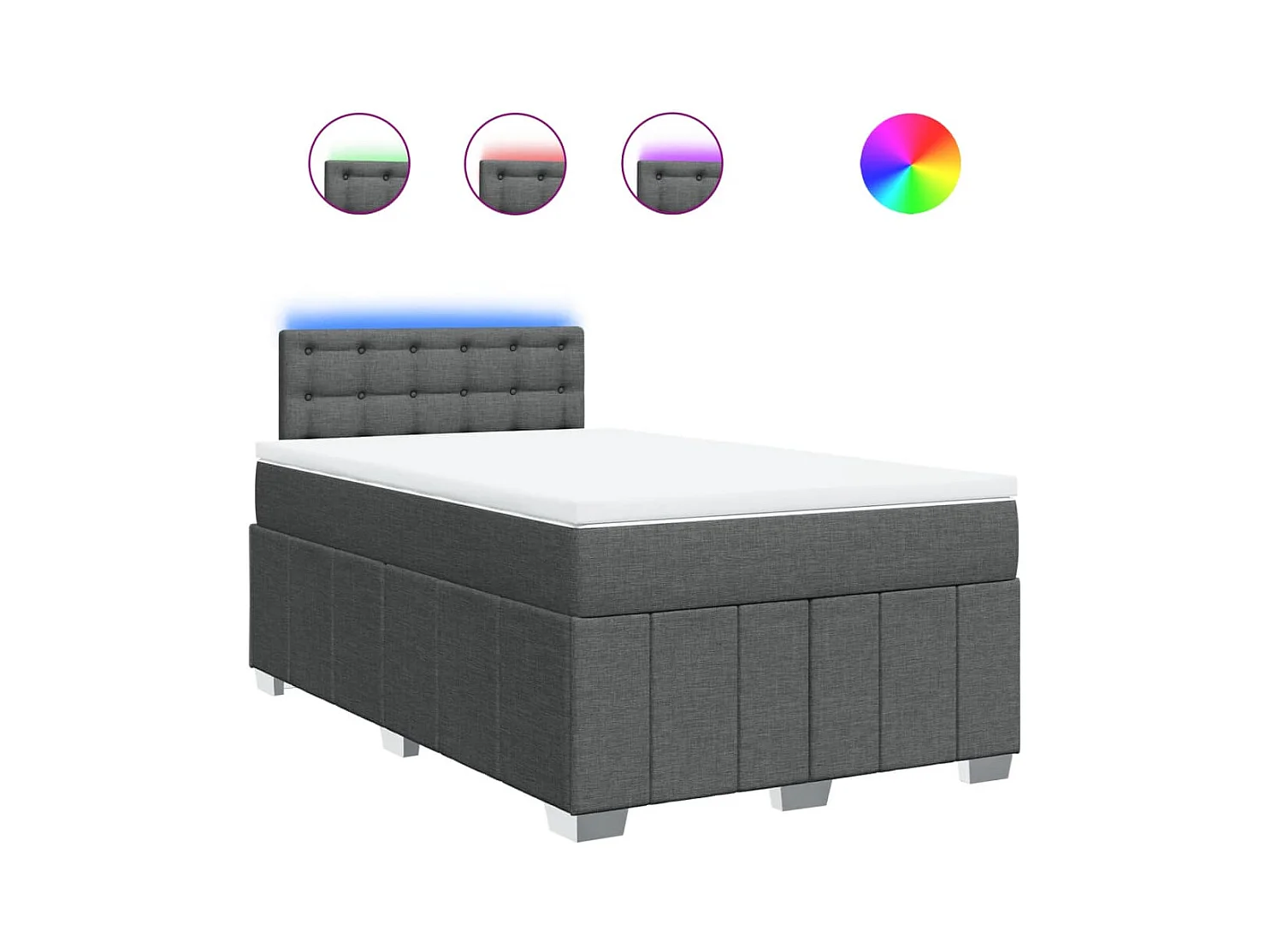 Sommier à lattes de lit avec matelas gris foncé 120x190cm tissu