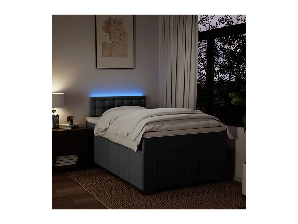 Sommier à lattes de lit avec matelas gris foncé 120x190cm tissu