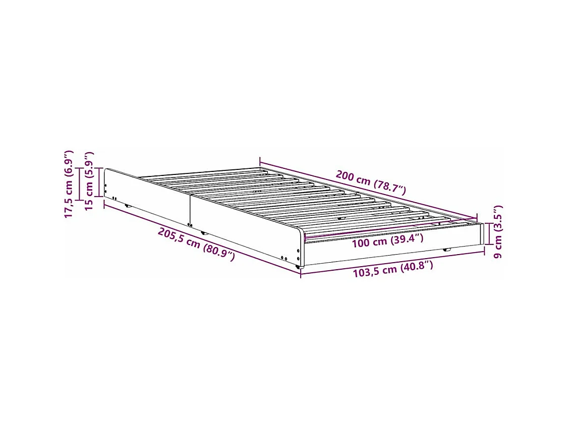 Bedframe Wit 100 x 200 cm Massief grenenhout