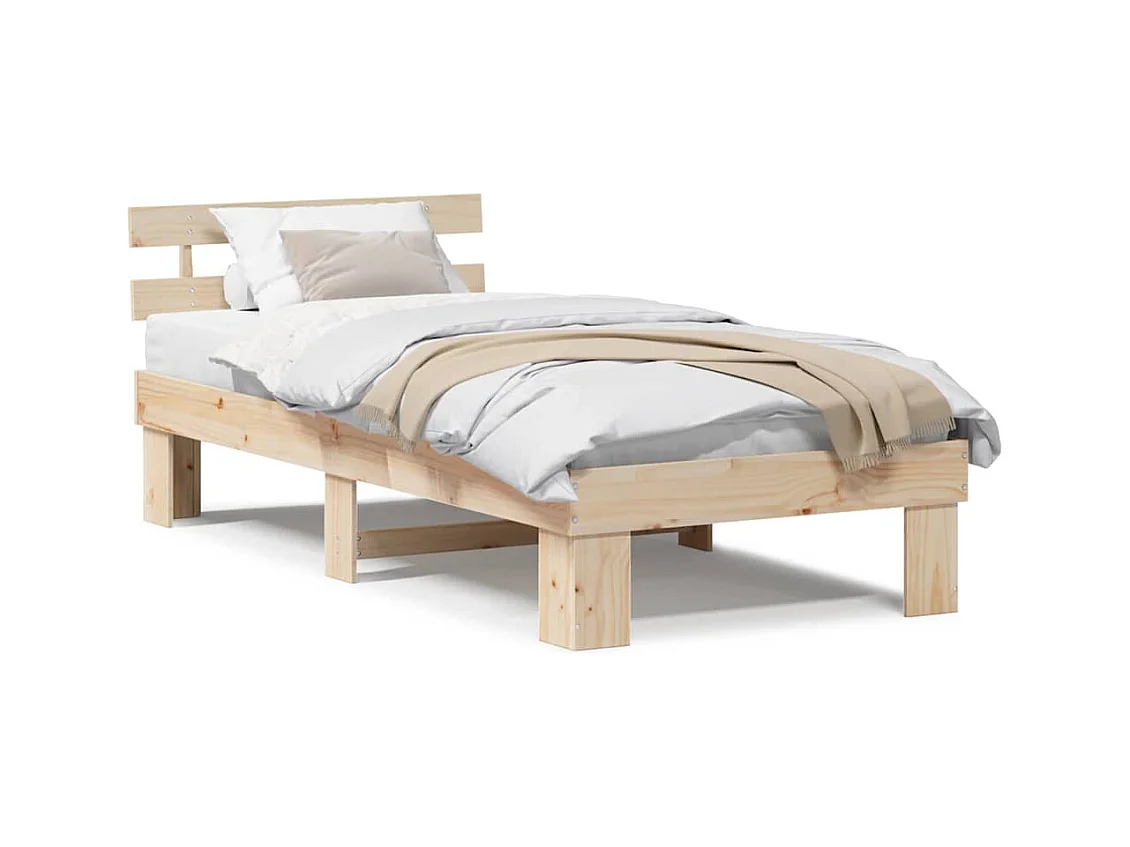 Estructura de cama Marrón 100 x 200 cm Madera maciza de Pino