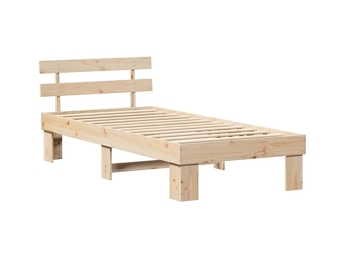 Cadre de lit avec tête de lit Naturel 100 x 200 cm Pin massif