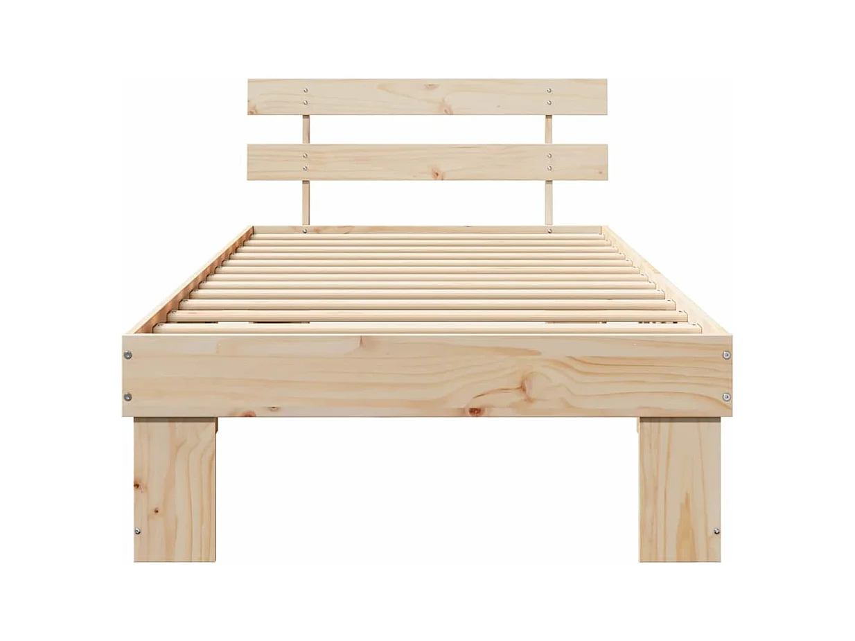 Cadre de lit avec tête de lit Naturel 100 x 200 cm Pin massif