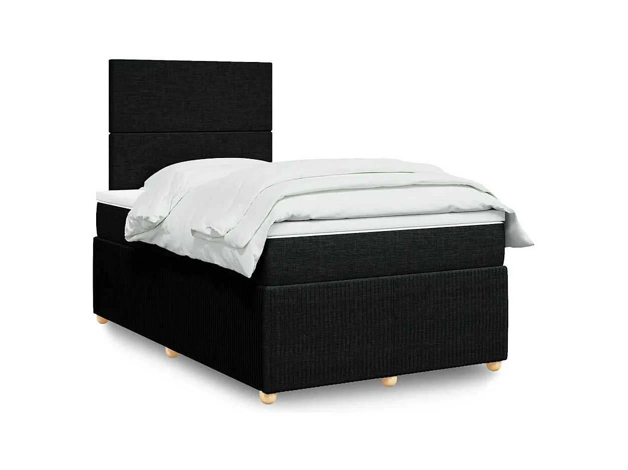 Giroletto a Molle con Materasso Nero 120x190 cm in Tessuto