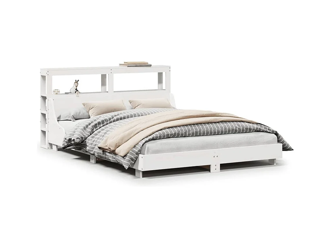 Cadre de lit sans matelas blanc 120x190 cm bois de pin massif