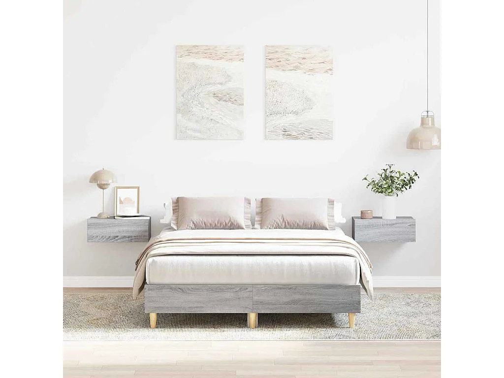 Cadre de lit Gris Sonoma 193 x 123 x 25 cm Bois d'ingénierie