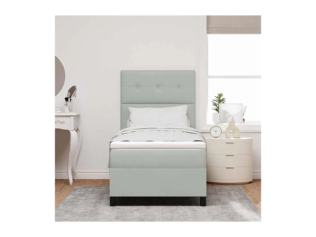 Cama tipo Box Spring Gris claro 100 x 200 cm Terciopelo