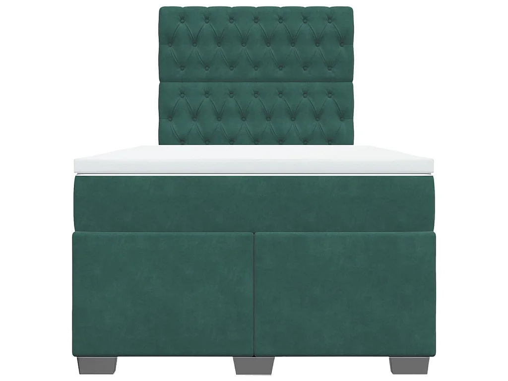 Cama box spring con colchón terciopelo verde oscuro 120x190 cm