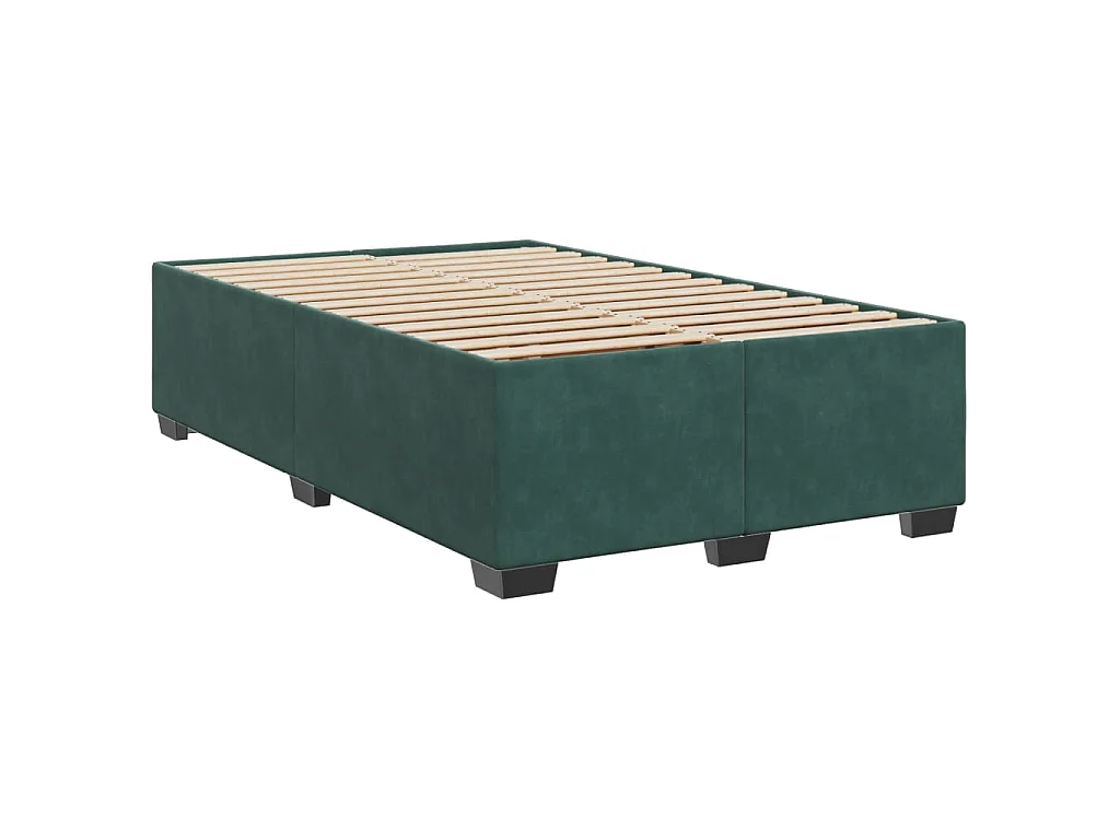 Cama box spring con colchón terciopelo verde oscuro 120x190 cm