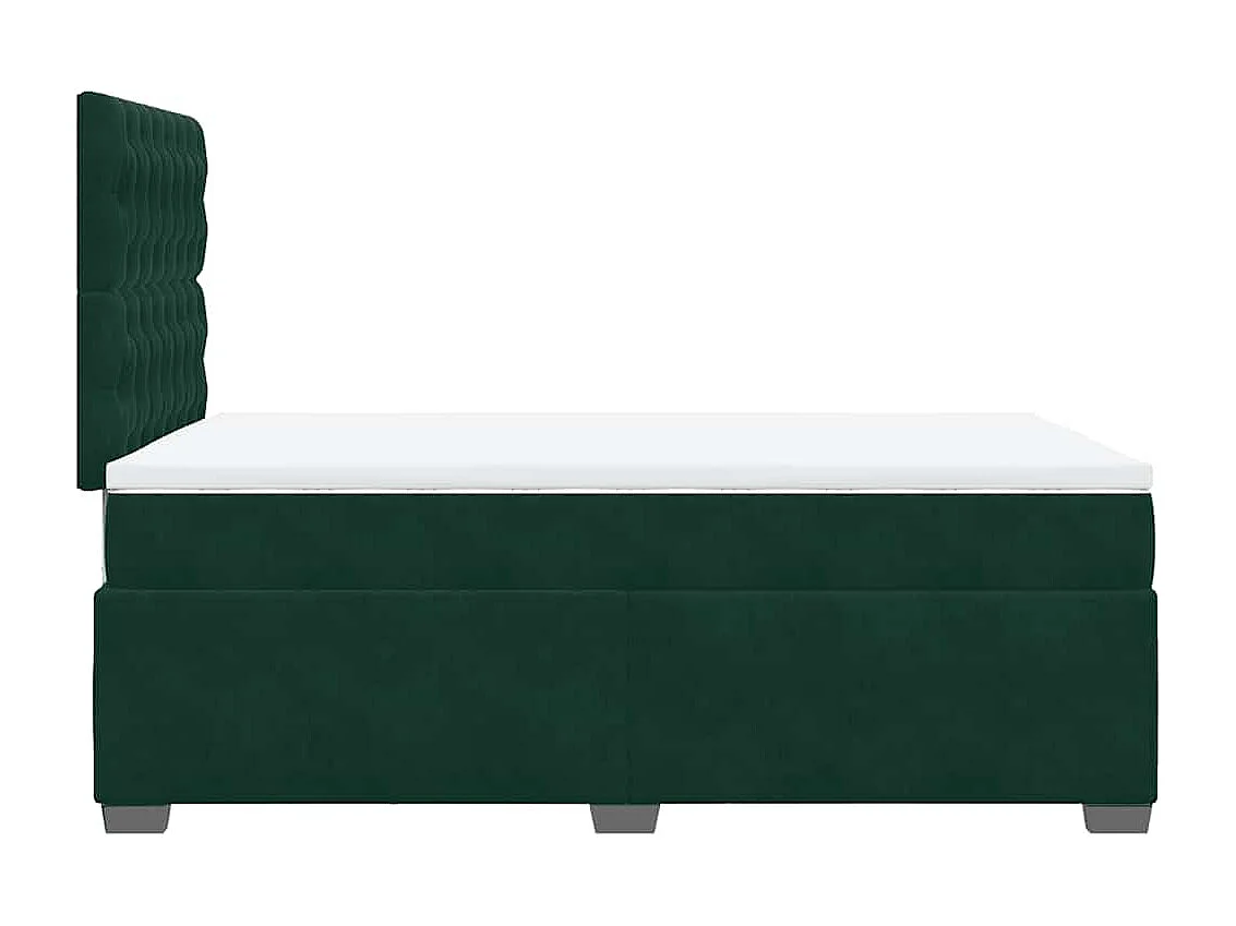 Cama box spring con colchón terciopelo verde oscuro 120x190 cm