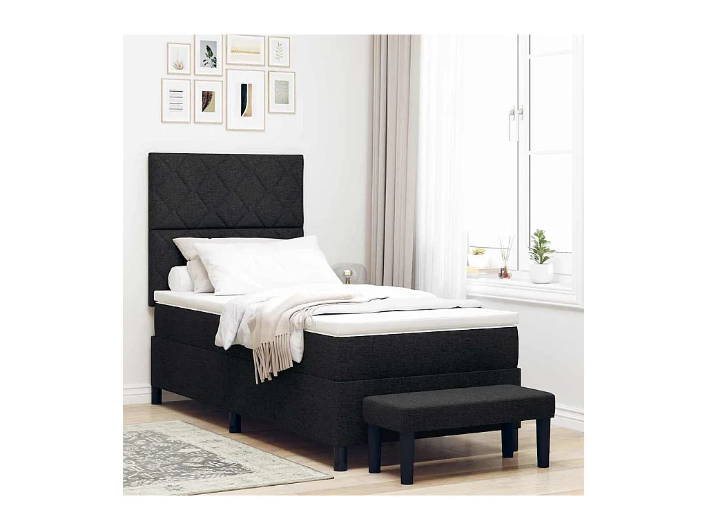 Boxspring bed met matras met hoofdeinde Zwart 100 x 200 cm Stof