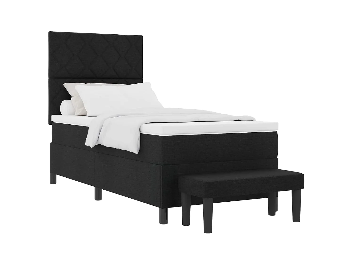 Letto a molle con testiera Nero 100 x 200 cm Tessuto