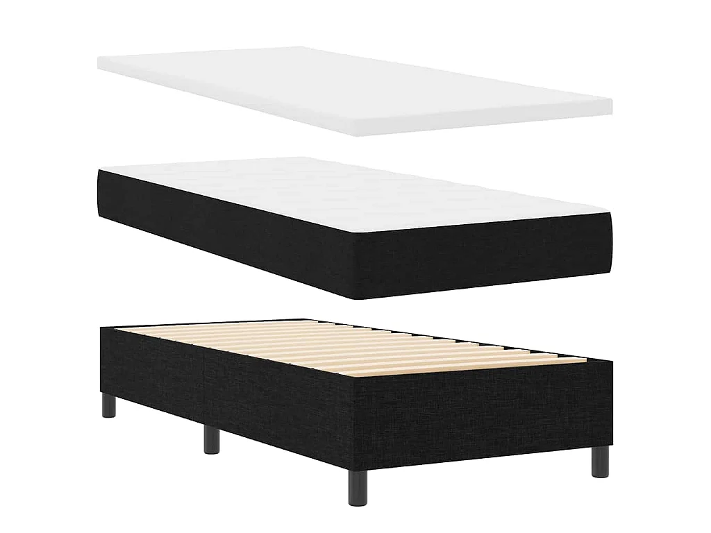 Letto a molle con testiera Nero 100 x 200 cm Tessuto