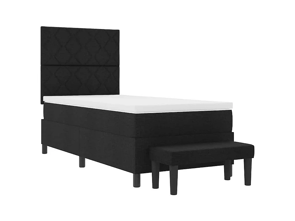 Letto a molle con testiera Nero 100 x 200 cm Tessuto