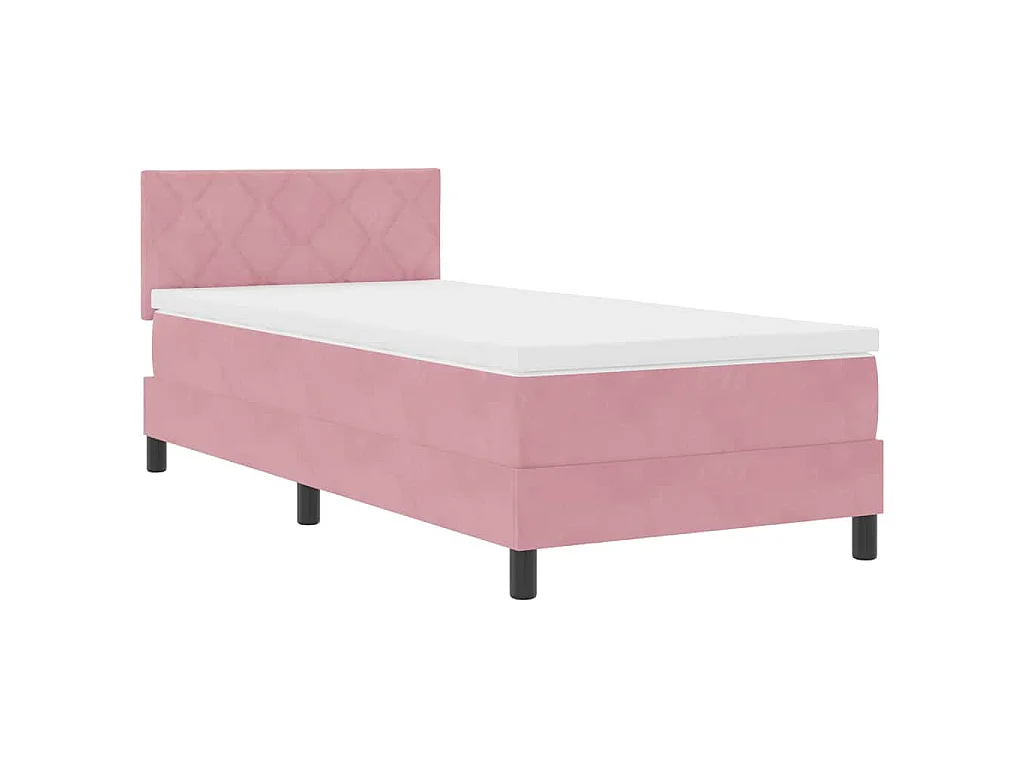 Lit à ressorts avec tête de lit Rose 100 x 200 cm Velours