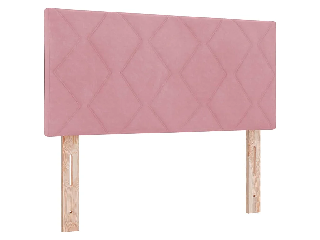 Lit à ressorts avec tête de lit Rose 100 x 200 cm Velours