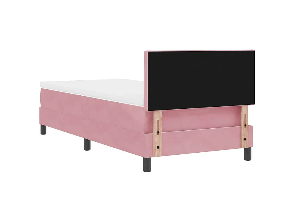 Lit à ressorts avec tête de lit Rose 100 x 200 cm Velours