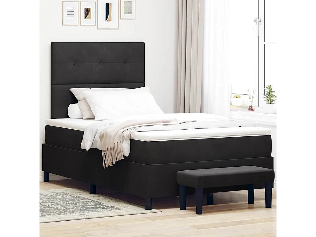 Boxspring bed met hoofdeinde Zwart 190 x 120 cm Fluweel
