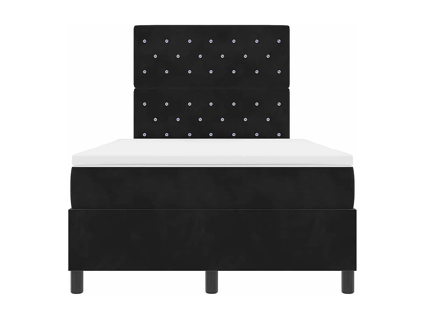 Lit à ressorts avec matelas Noir 120 x 200 cm Velours