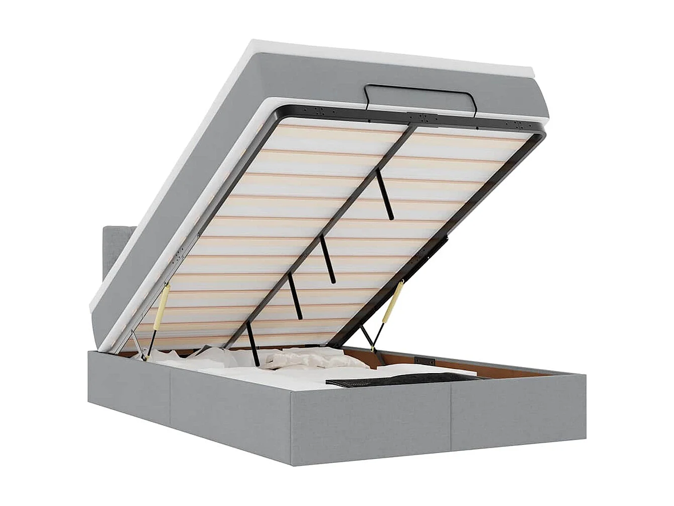 Lit ottoman avec matelas gris clair 120x190 cm tissu