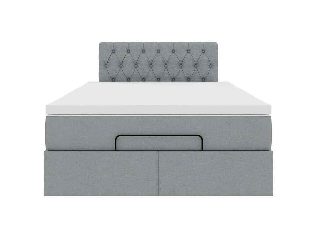 Lit ottoman avec matelas gris clair 120x190 cm tissu