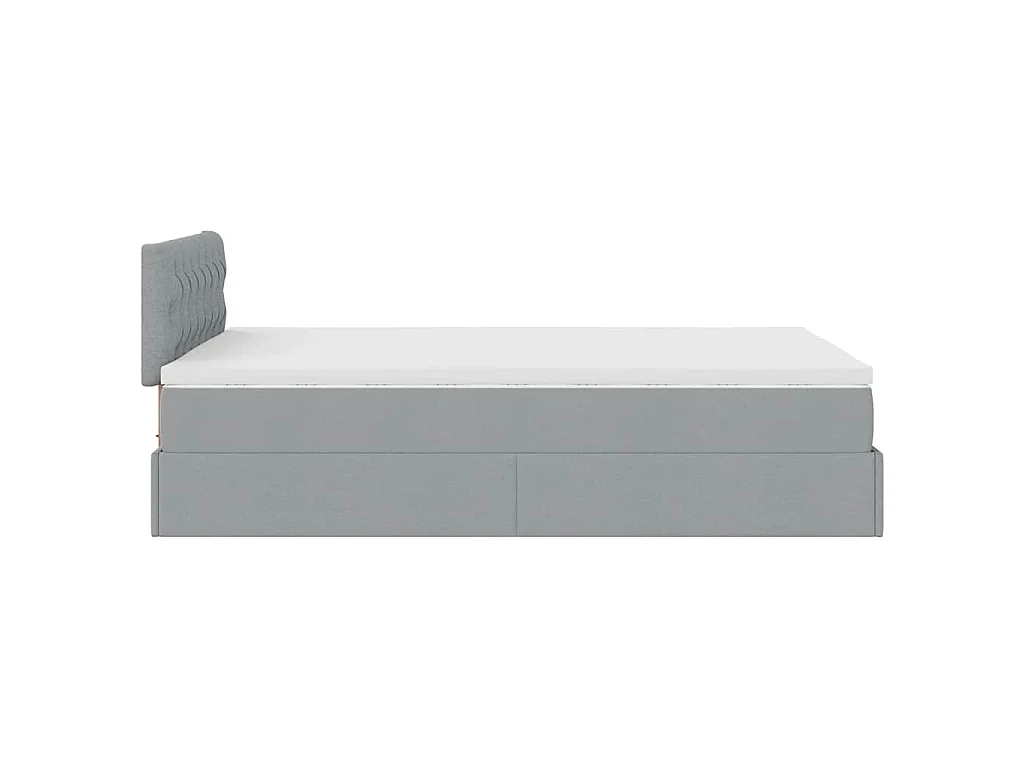Lit ottoman avec matelas gris clair 120x190 cm tissu