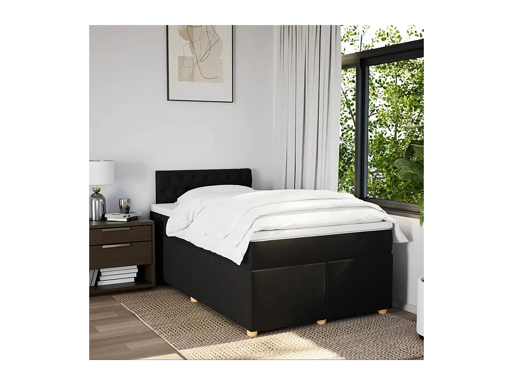 Boxspring met matras stof zwart 120x200 cm