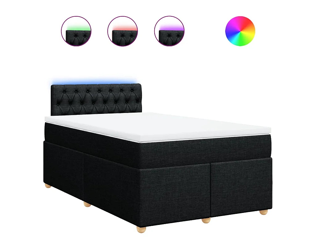 Cama box spring con colchón tela negro 120x200 cm