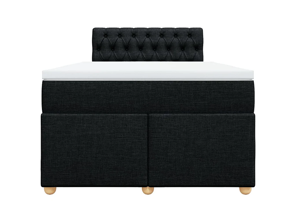 Cama box spring con colchón tela negro 120x200 cm