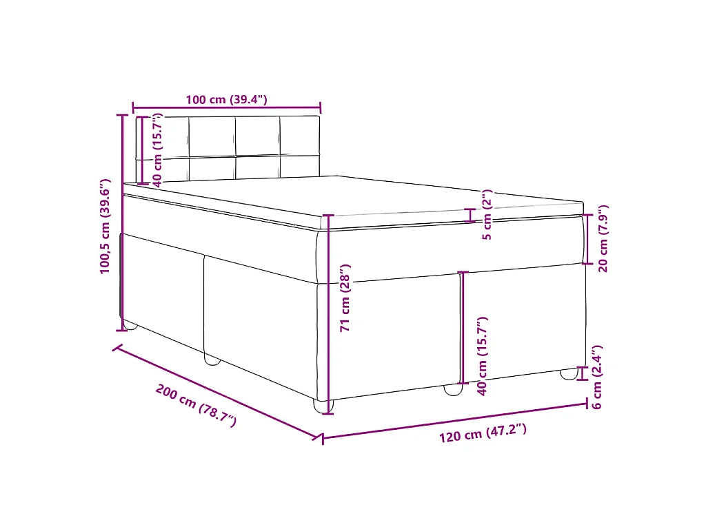 Boxspring met matras stof taupe 120x200 cm