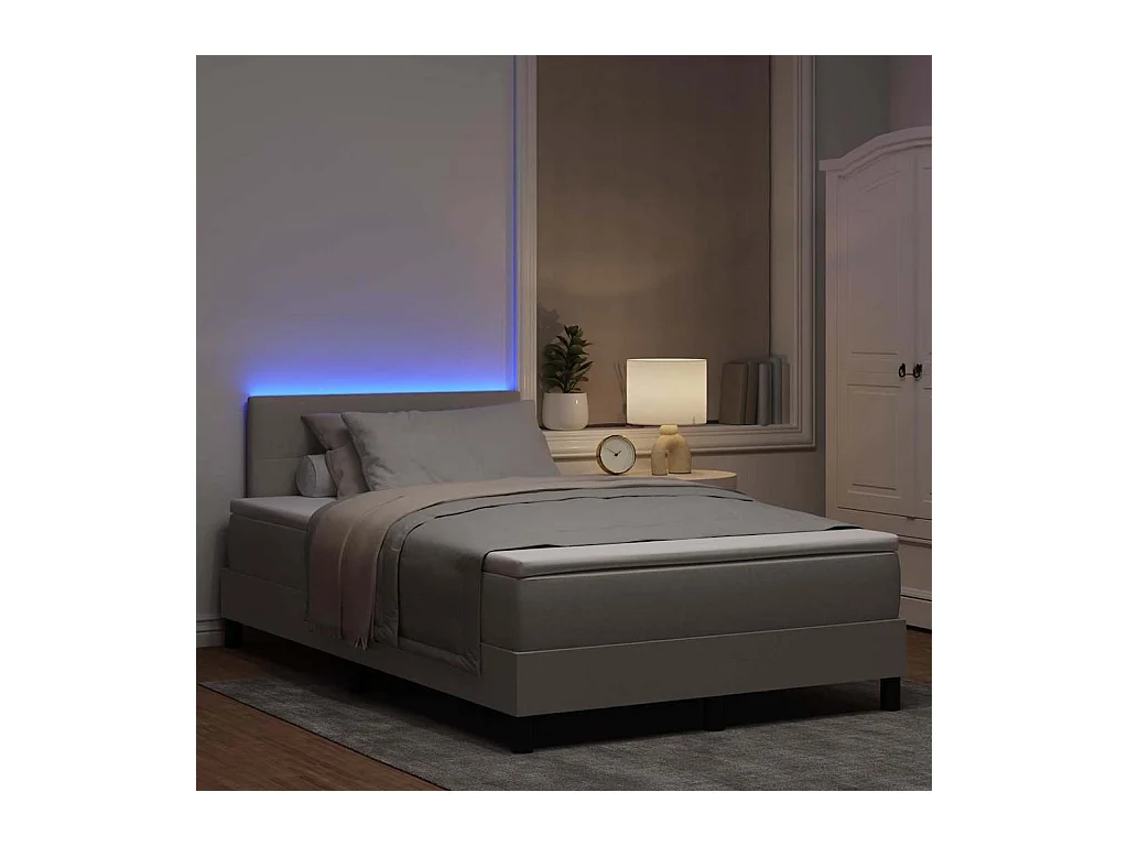 Lit à ressorts avec matelas Taupe 120 x 190 cm tissu