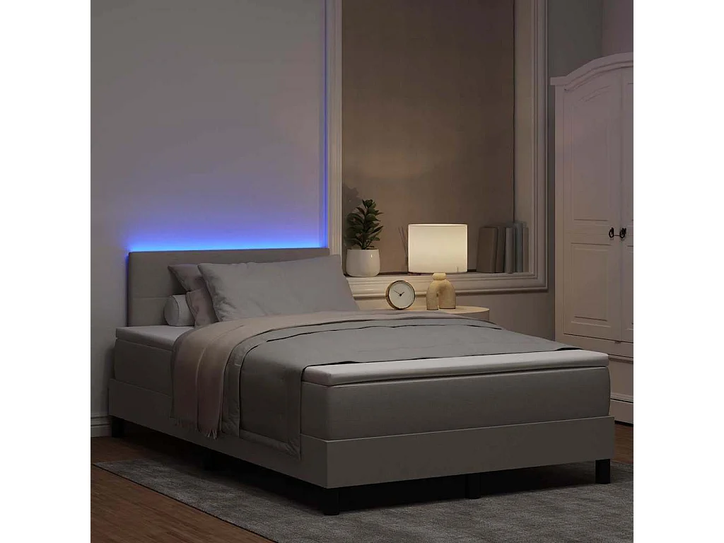 Boxspringbett mit LED-Lichtleisten Taupe 120 x 190 cm Stoff