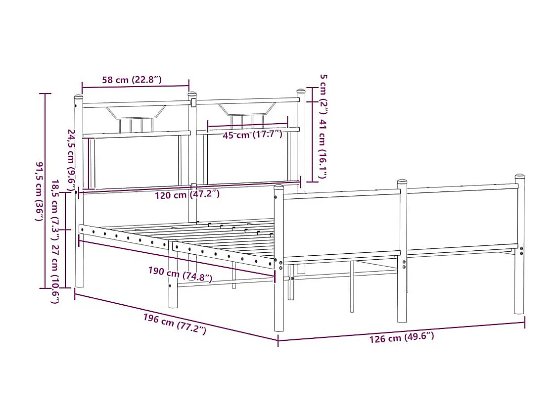 Bettgestell ohne Matratze Sonoma-Eiche 120x190 cm Holzwerkstoff