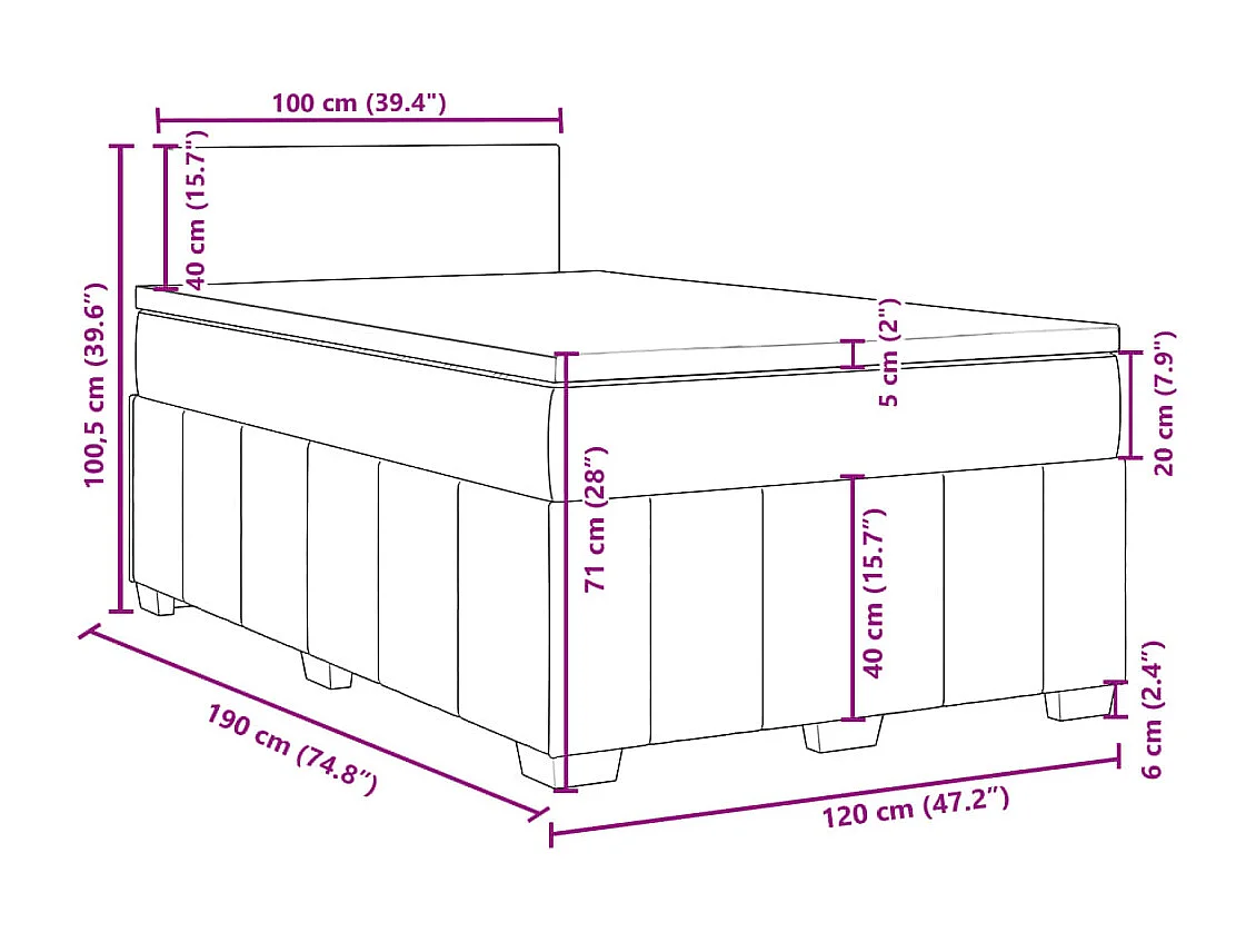 Boxspringbett mit Matratze Schwarz 120x190 cm Stoff